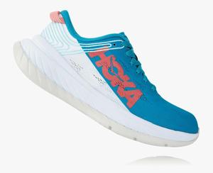 Hoka One One Women's Carbon X Road Running Shoes Blue/White Clearance Canada [YJEDV-1250]